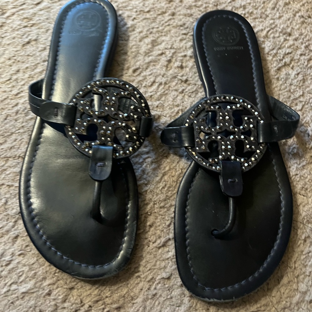 Tory Burch navy flat sandals 10